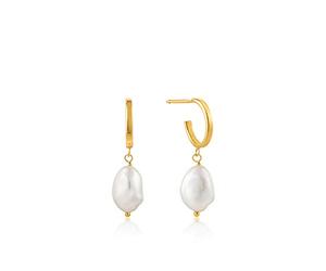 ANIA HAIE 32014654 Boucles d'oreilles créoles en Argent 925 avec Perle d'eau Douce, Taille Unique, Métal Non précieux, No Gemstone
