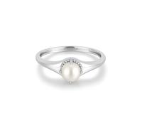 ANIA HAIE Bague Chic Creator Freshwater Pearl Stacking en Argent Sterling 925, ornée d'une Perle d'eau Douce, Taille EUR : 54, avec Emballage Cadeau