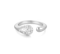 ANIA HAIE Bague ouverte pour femme Melodic Poet Sparkling Sculptural Crossover en argent sterling - Design goutte - Sertie de 29 zircones - Taille EUR réglable 50-58 - Avec emballage cadeau