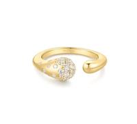 ANIA HAIE Bague ouverte pour femme Melodic Poet Sparkling Sculptural Crossover en argent sterling plaqué or 14 carats, design goutte, sertie de 29 zircons, taille EUR réglable 50-58, emballage cadeau