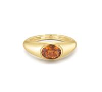 ANIA HAIE Bague pour femme Melodic Poet Sculptural Gemstone Maillard, en argent sterling plaqué or 14 carats, sertie d'une grande pierre de couleur, taille EUR 58, avec emballage cadeau