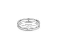ANIA HAIE Bague pour Femme Sunshine Chaser Double White Triangle Stacker Argent Sterling 925 sertie de 25 zircons, Taille EUR : 56, avec Emballage Cadeau