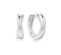 ANIA HAIE Boucles d'oreilles créoles Dusk Divas Cross Duo Huggies en argent sterling 925, serties de 2 zircones, dimensions : 11,7 x 5 mm, emballage cadeau inclus