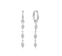ANIA HAIE Boucles d'oreilles créoles Dusk Divas Pavé Sparkle Drop Huggies en argent sterling 925, serties de 54 zircones, dimensions : 8,8 x 1,5-1,7 mm, emballage cadeau inclus