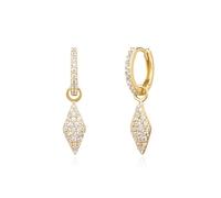 ANIA HAIE Boucles d'oreilles créoles Dusk Divas Pavé Sparkle Huggies en argent sterling 925 plaqué or 14 carats, serties de 82 zircones, dimensions : 8,5 x 1,5 mm, emballage cadeau inclus