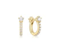 ANIA HAIE Boucles d'oreilles créoles pour femme en argent sterling plaqué or 14 carats, serties de 18 zircones, diamètre 7,5 mm, avec emballage cadeau