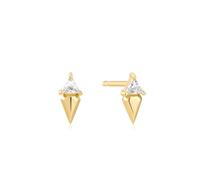 ANIA HAIE Boucles d'Oreilles Femme Sunshine Chaser Triangle Zircon Géométrique Stud Ear Jackets Argent Sterling 925 Plaqué Or 14 carats Serti d'1 Zirconium Taille : 9x3.6mm
