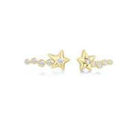 ANIA HAIE Boucles d'oreilles Melodic Poet Sparkling Meteor en forme d'étoile filante, en argent sterling plaqué or 14 carats, serties de 10 zircons, longueur 20 mm, avec emballage cadeau