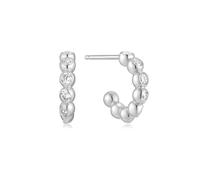 ANIA HAIE Boucles d'oreilles mélodiques Poet Bezel Bezel Huggie Hoop en argent sterling, serties de 16 zircones et perles en argent, diamètre 6,5 mm, avec emballage cadeau