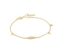 ANIA HAIE Bracelet Polish Punk pour femme en argent sterling plaqué or 14 carats, serti de 27 zircons, longueur : 16,5 cm + 2 cm, avec emballage cadeau