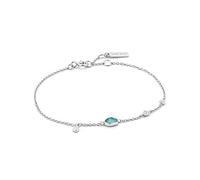 ANIA HAIE Bracelet pour femme en argent sterling, trois plaquettes dorées, un pendentif turquoise, longueur 16,5 cm + rallonge de 2 cm, avec emballage cadeau