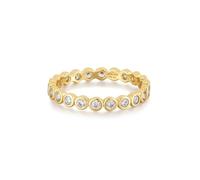 ANIA HAIE Chic Creator Bezel Bague pour Femme en Argent Sterling 925 plaqué Or 14 carats, sertie de 22 zircons, Taille EUR : 52, avec Emballage Cadeau