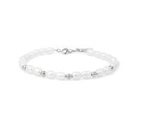 ANIA HAIE Chic Creator Bracelet pour femme en argent sterling 925 orné de 24 perles d'eau douce et de 10 zircons, longueur : 16,5 cm + 2 cm