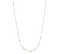 ANIA HAIE Chic Creator Collier pour femme avec perles d'eau douce et zircone cubique blanc en argent sterling 925 plaqué or 14 carats, 76 perles d'eau douce et 38 zircones, longueur : 38 cm + 28 cm