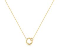 ANIA HAIE Chic Creator Hoop Freshwater Pearl Collier pour femme en argent sterling 925 plaqué or 14 carats, orné d'une perle, longueur : 40 cm + rallonge de 5 cm, emballage cadeau inclus