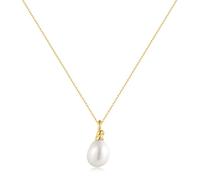 ANIA HAIE Collier Chic Creator Freshwater Pearl Pendentif Collier en argent sterling 925 plaqué or 14 carats, orné d'une perle, Longueur : 45 cm + rallonge de 7,5 cm