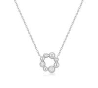ANIA HAIE Collier pour femme en argent sterling avec pendentif en forme de cercle asymétrique, en argent sterling, serti de zircones, longueur 43 cm + rallonge de 5 cm, emballage cadeau inclus