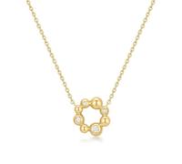 ANIA HAIE Melodic Poet Asimmetric Beaded Circle Collier femme en argent sterling plaqué or 14 carats, pendentif perles d'or serti de zircons, longueur 43 cm + extension de 5 cm