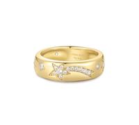 ANIA HAIE Melodic Poet Celestial Chunky Bague pour femme en argent sterling plaqué or 14 carats, avec gravure en forme d'étoile et de lune, avec zircons, taille EUR 56, boîte cadeau incluse