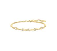 ANIA HAIE Melodic Poet Multi Station Bracelet pour femme en argent sterling plaqué or 14 carats, serti de 7 zircones rondes, longueur 16,5 cm + rallonge de 2 cm, emballage cadeau inclus