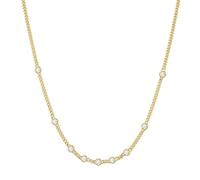 ANIA HAIE Melodic Poet Multi Station Collier rond en argent sterling plaqué or 14 carats avec 9 zircons ronds longueur 40 cm + extension de 5 cm, boîte cadeau incluse