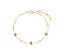 ANIA HAIE Melodic Poet Nano Gem Station Bracelet pour femme en argent sterling plaqué or 14 carats, serti de zircones et 4 pierres de couleur, longueur 16,5 cm + rallonge de 2 cm, emballage cadeau