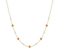 ANIA HAIE Melodic Poet Nano Gem Station Collier pour femme en argent sterling plaqué or 14 carats, serti de 6 zircones et 5 pierres de couleur, longueur 40 cm + rallonge de 5 cm, emballage cadeau