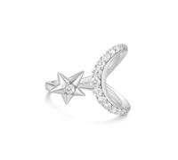 ANIA HAIE Melodic Poet Sparkling Moon and Star Bague ouverte pour femme en argent sterling avec lune et étoile avec zircons, taille EUR 50-58 avec coffret cadeau