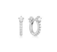 ANIA HAIE Melodic Poet Sparkling Pavé Huggie Hoop Boucles d'oreilles créoles en argent sterling avec 18 zircons, diamètre 7,5 mm, boîte cadeau incluse