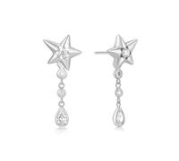 ANIA HAIE Melodic Poet Sparkling Star Drop Boucles d'oreilles en argent sterling avec étoile et pendentif en forme de goutte sertis de zircons, longueur 26 mm, emballage cadeau inclus