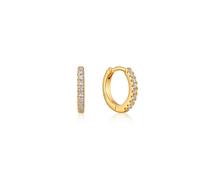 ANIA HAIE Boucles d'oreilles créoles Ear Edit Sparkle Huggie Hoop en argent sterling plaqué or 14 carats, serties de 18 zircons, diamètre 12 mm, avec emballage cadeau