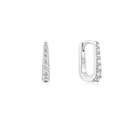ANIA HAIE Sunshine Chaser Boucles d'oreilles créoles ovales en argent sterling 925 serties de 14 zircones Taille : 14 x 1,3-2,4 mm, emballage cadeau inclus