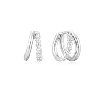 ANIA HAIE Sunshine Chaser Boucles d'oreilles créoles pour femme en argent sterling 925 serties de 16 zircones Taille : 8,5 x 3-7 mm, emballage cadeau inclus