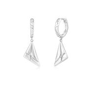 ANIA HAIE Sunshine Chaser Boucles d'oreilles créoles triangle Kiss Drop Huggies en argent sterling 925, serties de 2 zircones, dimensions : 8,5 x 1,7-2,2 mm, avec emballage cadeau