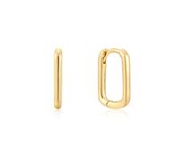 ANIA HAIE Sunshine Chaser Grandes créoles ovales Huggies en argent sterling 925 plaqué or 14 carats Taille : 14 x 1,7 mm, emballage cadeau inclus