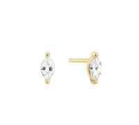 ANIA HAIE Sunshine Chaser Marquise Solitaire Studs Clous d'oreilles en argent sterling 925 plaqué or 14 carats, sertis de 1 zircone, taille : 6 x 2,5 mm, emballage cadeau inclus