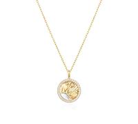ANIA HAIE Sunshine Chaser Shiny Sun Star Collier pour femme en argent sterling 925 plaqué or 14 carats, pendentif orné de 49 zircones et nacre 1, longueur : 45 cm + rallonge de 5 cm