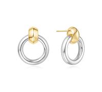ANIA HAIE Vogue Maven Two-Tone Hoop Boucles d'oreilles créoles en argent sterling 925 avec revêtement bicolore Taille 25,5 x 20,5 mm Emballage cadeau inclus