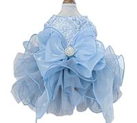 ANIAC Robe de mariée chat bleu avec anneau en D et nœud - Vêtements formels pour chiot ou petit chien - Robe de fête de luxe pour animal domestique - Pour chaton, chihuahua, yorkshire, Poméranie (bleu