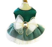 ANIAC Robe rétro en tulle avec anneau pour laisse, printemps-été, vêtement pour petit chien et chat, robe de bal formelle pour animal domestique pour Noël, mariage, anniversaire, Saint-Valentin (Vert
