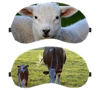 Aniaml Lot de 2 masques de sommeil en forme de vache et herbe de pâturage pour homme et femme, masque de nuit sans pression, respirant, blocage de la lumière