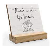 ANIANG Mimi Gifts Décoration de bureau, fête des mères, Noël pour le meilleur cadeau Mimi pour grand-mère de la part des petits-enfants, plaque en bois « There's No Place Like Mimi's » avec support en