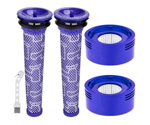 Anicell V8 Filtre de rechange pour aspirateur Dyson V8 Animal V8 Absolute V8 Motorhead Origin SV10 V7 Animal V7 Fluffy sans fil, 2 post-filtres HEPA + 2 pré-filtres, pièce # 965661-01 et 967478-01