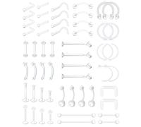 Anicina Piercing transparent pour chirurgie Bioflex Flat Push & Ball Top Anneaux de lèvre Labret, Cartilage, Tragus, Boucle d'oreille, Nez Ventre Septum Sourcils, Plastique, Plastique.