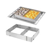 Anicy Cadre de cuisson rectangulaire réglable - Anneau à gâteau réglable - En acier inoxydable - Rectangulaire - Avec séparateur pour gâteaux, tartes, pizzas, pâtisseries et décoration