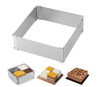 Anicy Cadre de cuisson rectangulaire réglable - En acier inoxydable - Rectangulaire - Pour tartes en mousse, desserts et pâtisseries - Outils de cuisson de cuisine (15-28 cm)