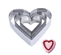Anicy Lot de 3 moules à gâteau en forme de cœur - 10/15/20 cm - En acier inoxydable - Pour décoration de gâteau, biscuits, gâteaux superposés, gâteaux, vacances, fête
