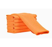 Aniease Lot de 3 torchons de Cuisine en Microfibre Super absorbants à séchage Rapide en Tissu gaufré (Orange Fluo, 30 x 30 cm)
