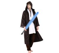 Aniepaa Costume Halloween Adulte, Deguisement Halloween Hommes avec Lightsaber Bleu, Halloweens Robe Médiévale Cape Capuche Médiévale Hoodies Halloweens Carnaval Cosplay Set pour Homme Femme