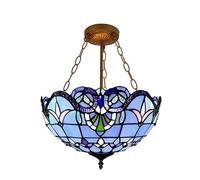ANIFM Lampe à Suspension Bleue Baroque, Plafond De Vitrail De Style Tiffany Suspendu Intérieur Anti-Lustre Lustre Art Light,A,40CM Comfortable Anniversary
